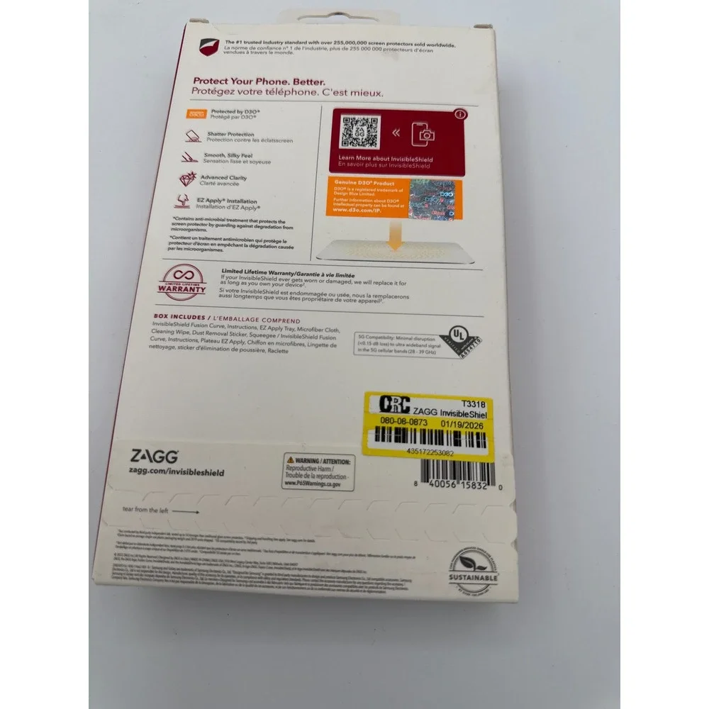 ZAGG Fusion Curve Screen Protector Samsung S22 Ultra Clear New Repackage D3O